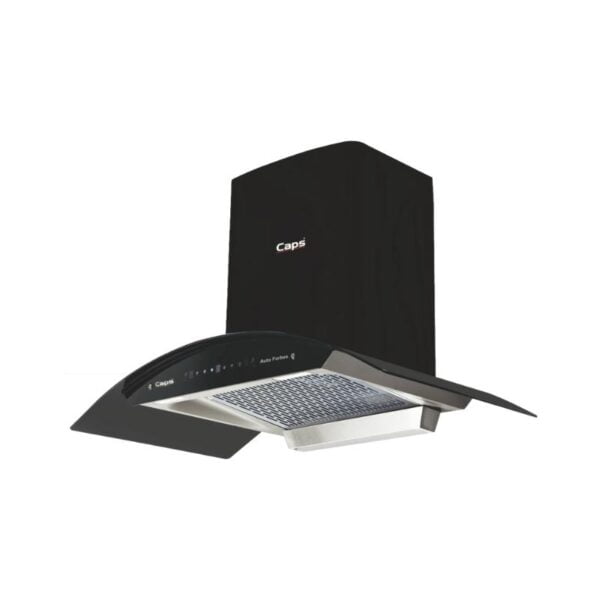 Buy Auto Forbes 90 Kitchen Chimney 11° Decline Groove Filter Toughened Arc Glass Top and Panel with SS Black Hood Finish